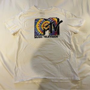 Retro MTV White Tie-dye T-Shirt - L